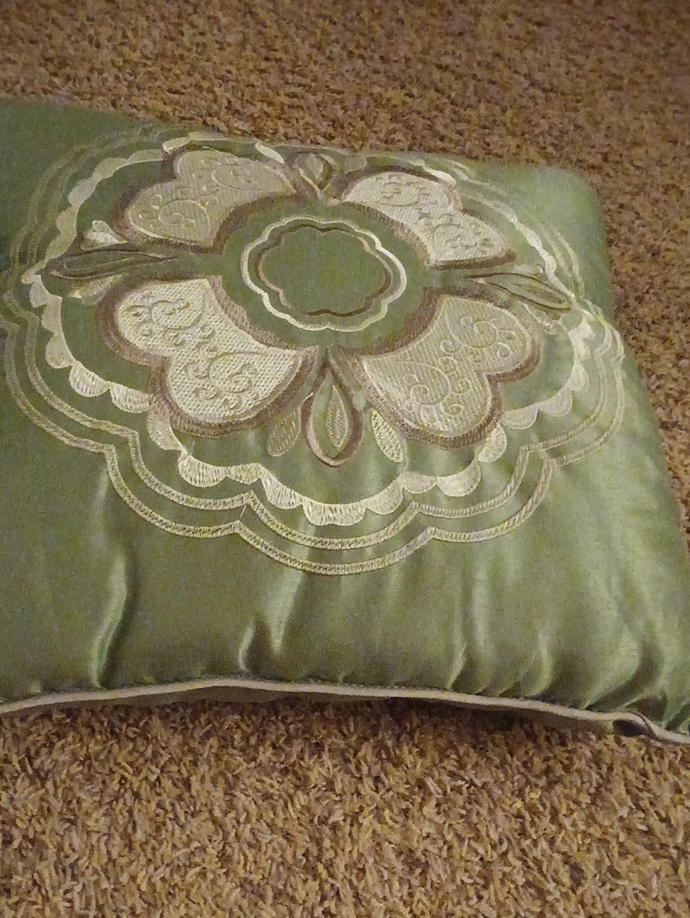 Embroidered Green Decorative Throw Pillow - Elegant Home Accent